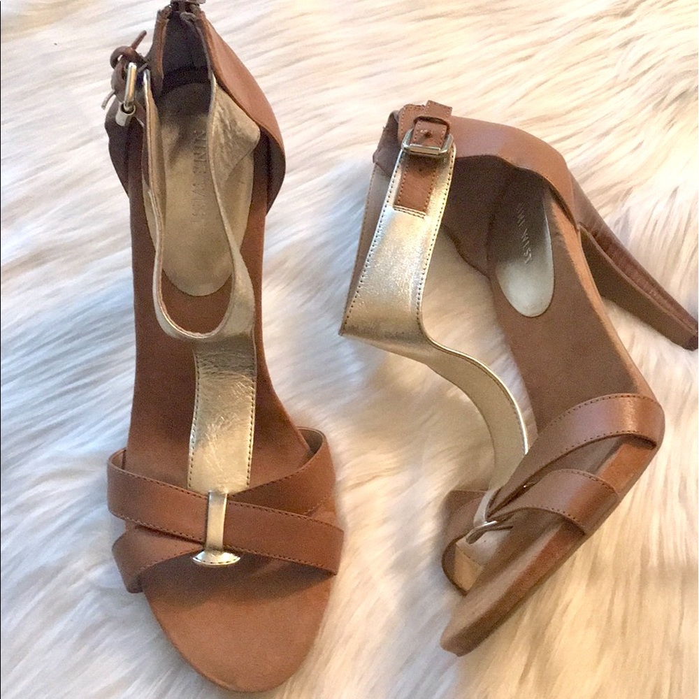 Nine West 'Nosashay' Metallic Heel Sandals - Sz 11